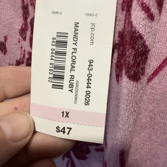 A.N.A. Mandy Sweater Floral Ruby Women’s Size 1X Shoulder Buttons - Picture 9 of 10